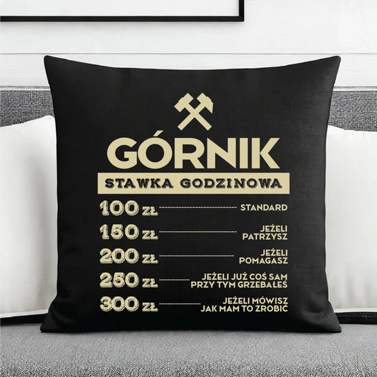 Poduszka dekoracyjna - prezent dla górnika - Górnik stawka godzinowa G14 - StoryCups.pl