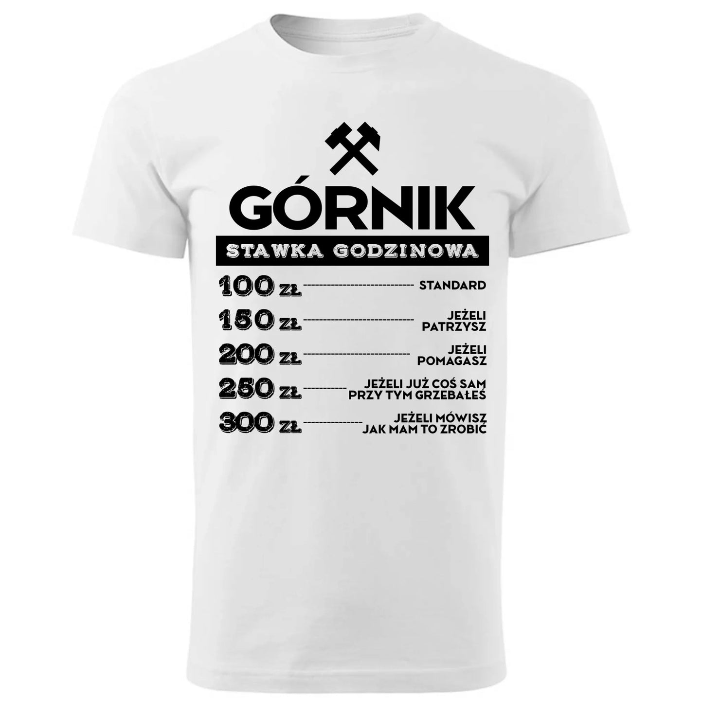 Koszulka męska - prezent dla górnika - Górnik stawka godzinowa G14 - StoryCups.pl