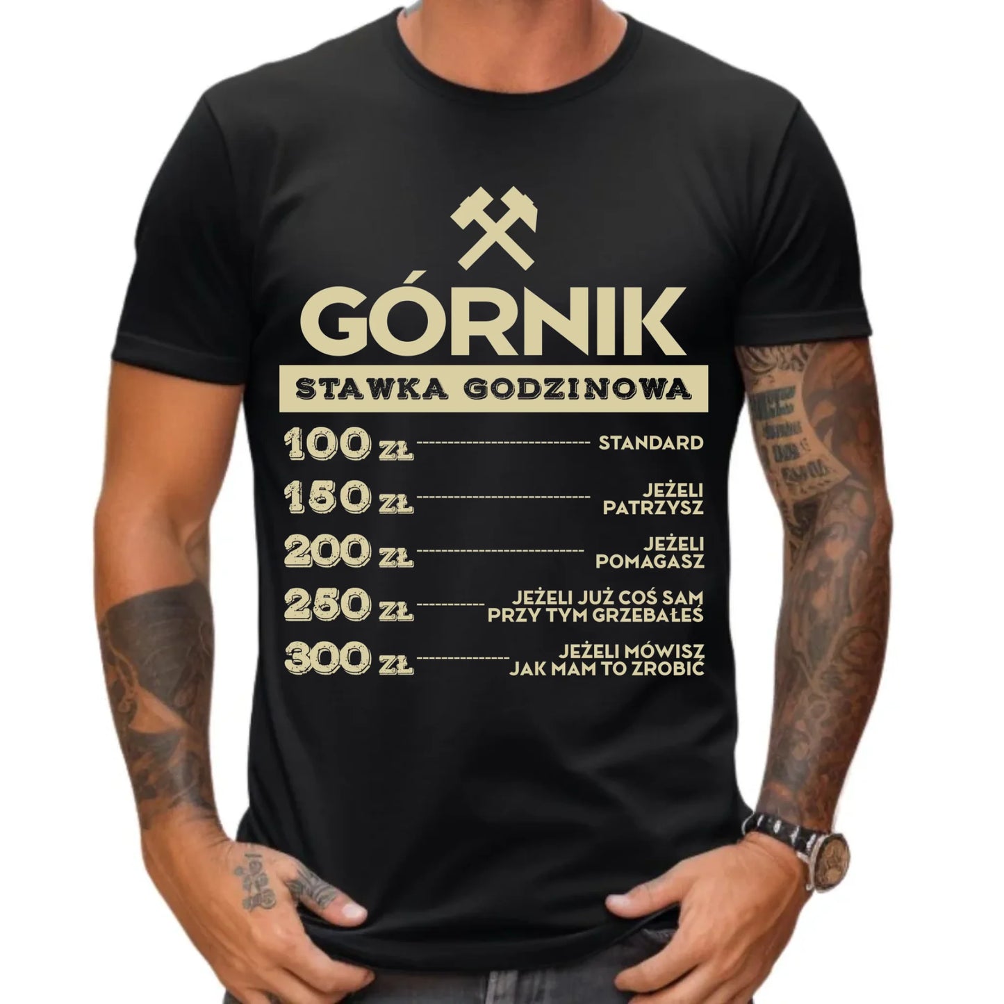 Koszulka męska - prezent dla górnika - Górnik stawka godzinowa G14 - StoryCups.pl