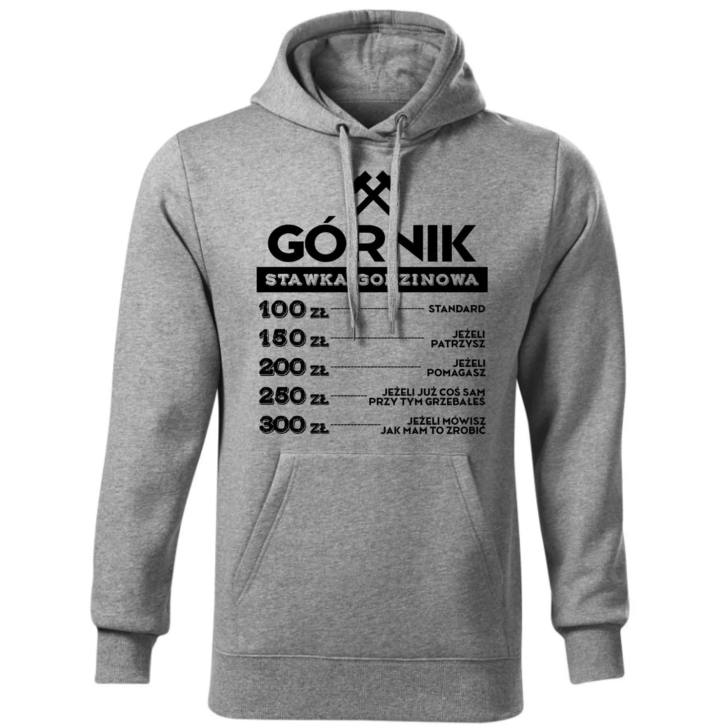 Bluza męska z kapturem - prezent dla górnika - Górnik stawka godzinowa G14 - StoryCups.pl