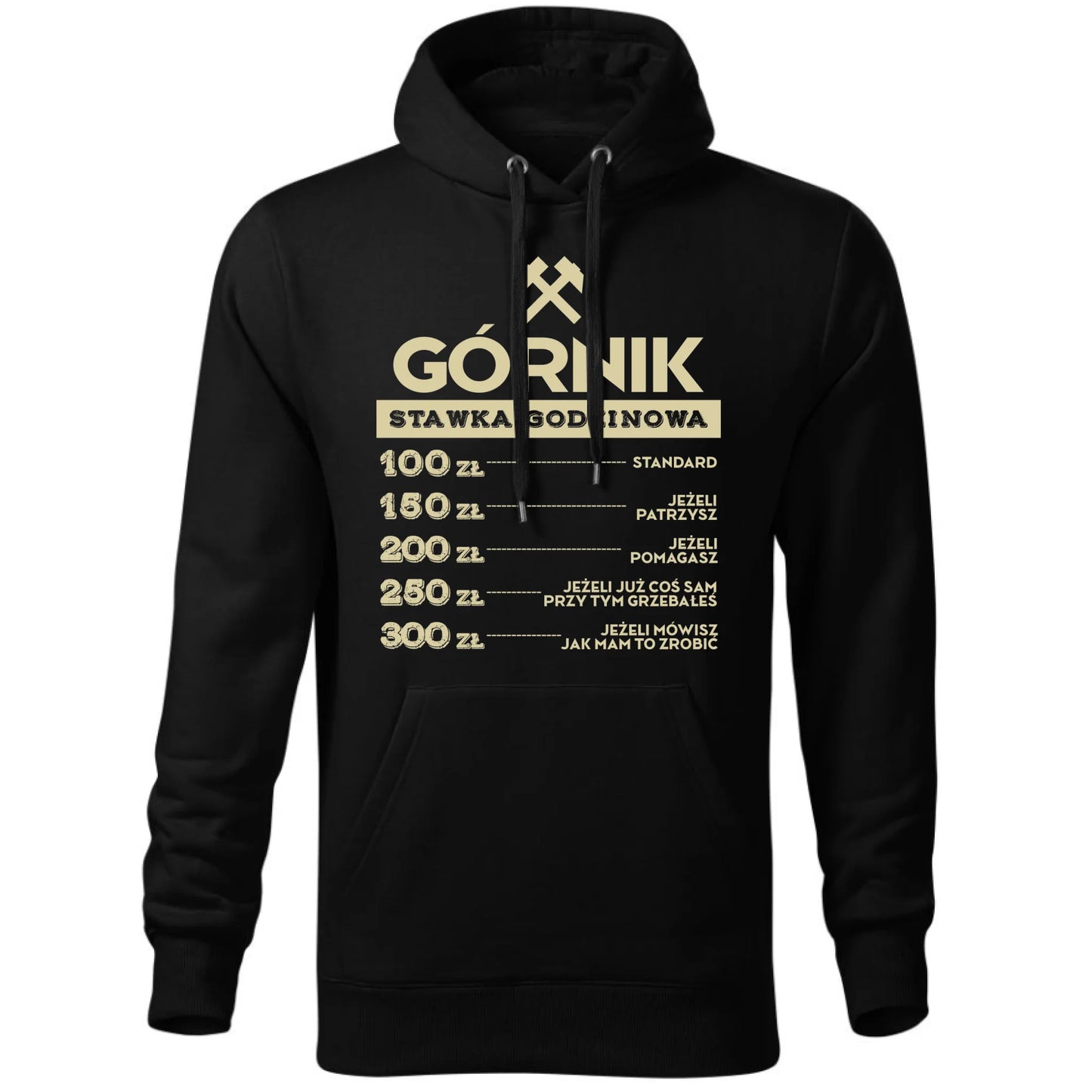 Bluza męska z kapturem - prezent dla górnika - Górnik stawka godzinowa G14 - StoryCups.pl