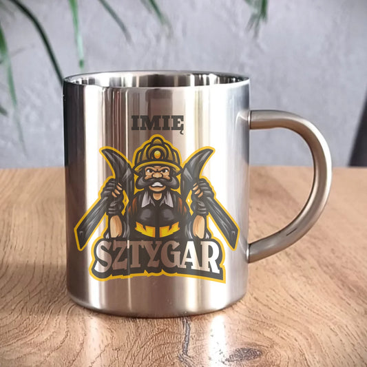 Kubek metalowy - prezent dla górnika - Sztygar - personalizowany G15 - StoryCups.pl