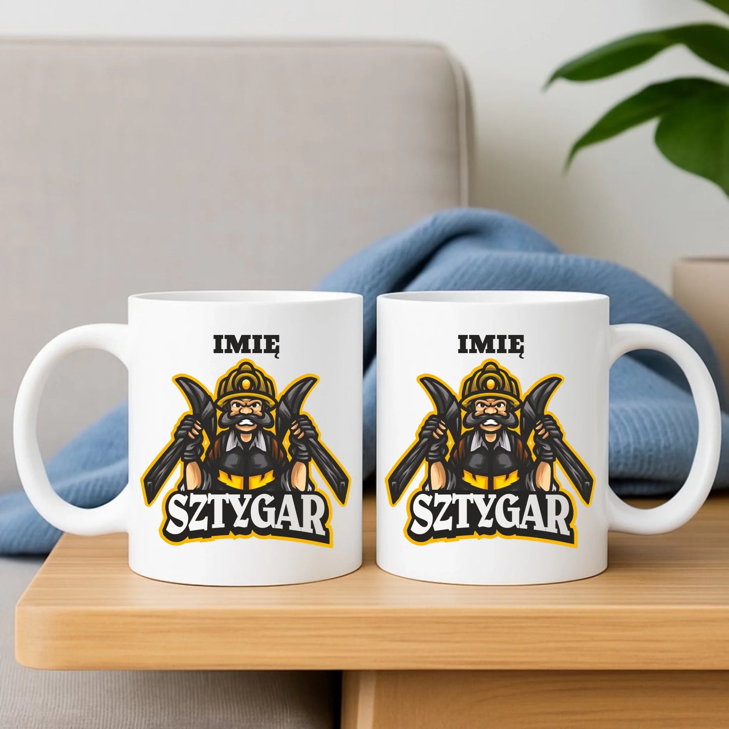 Zestaw poduszka i kubek - prezent dla górnika - Sztygar - personalizowany G15 - StoryCups.pl