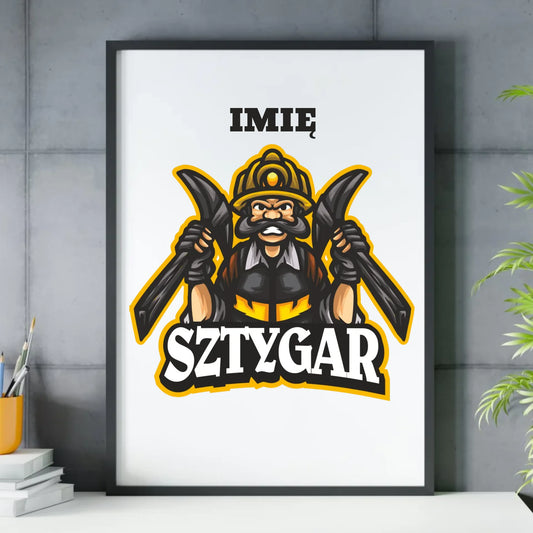 Plakat w ramie - prezent dla górnika - Sztygar - personalizowany G15 - StoryCups.pl