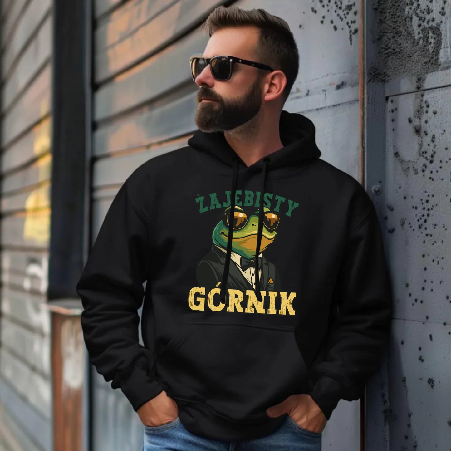 Bluza męska z kapturem - prezent dla górnika - Żajebisty górnik G18 - StoryCups.pl