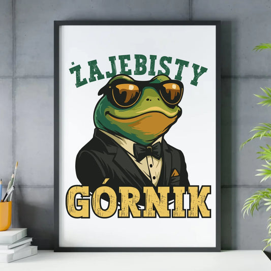Plakat w ramie - prezent dla górnika - Żajebisty górnik G18 - StoryCups.pl