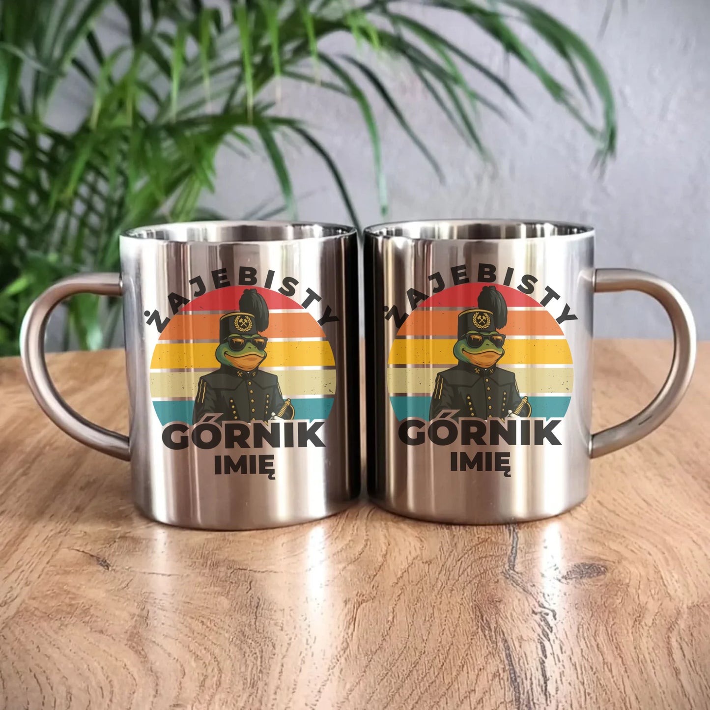 Kubek metalowy - prezent dla górnika - Żajebisty górnik - personalizowany G19 - StoryCups.pl