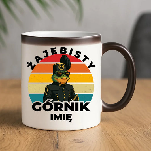 Kubek magiczny - prezent dla górnika - Żajebisty górnik - personalizowany G19 - StoryCups.pl