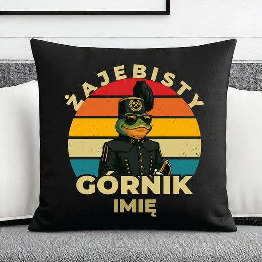 Poduszka dekoracyjna - prezent dla górnika - Żajebisty górnik - personalizowana G19 - StoryCups.pl