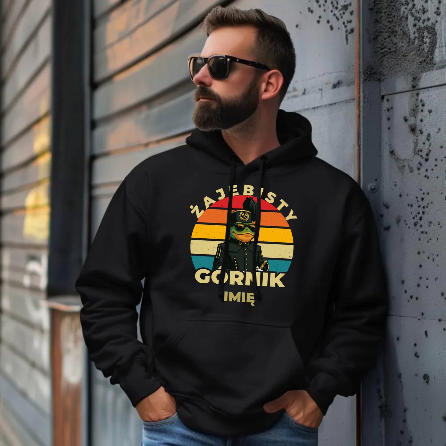 Bluza męska z kapturem - prezent dla górnika - Żajebisty górnik - personalizowana G19 - StoryCups.pl