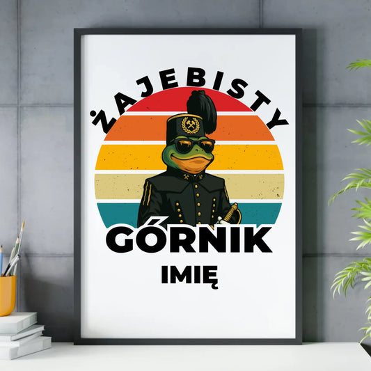 Plakat w ramie - prezent dla górnika - Żajebisty górnik - personalizowany G19 - StoryCups.pl