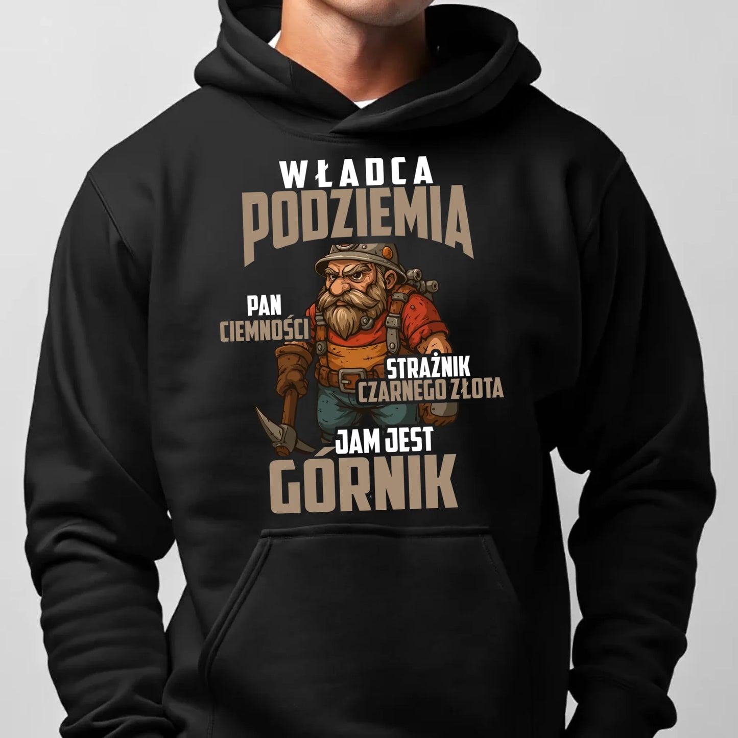 Bluza męska z kapturem - prezent dla górnika - Władca podziemia Górnik G20 - StoryCups.pl