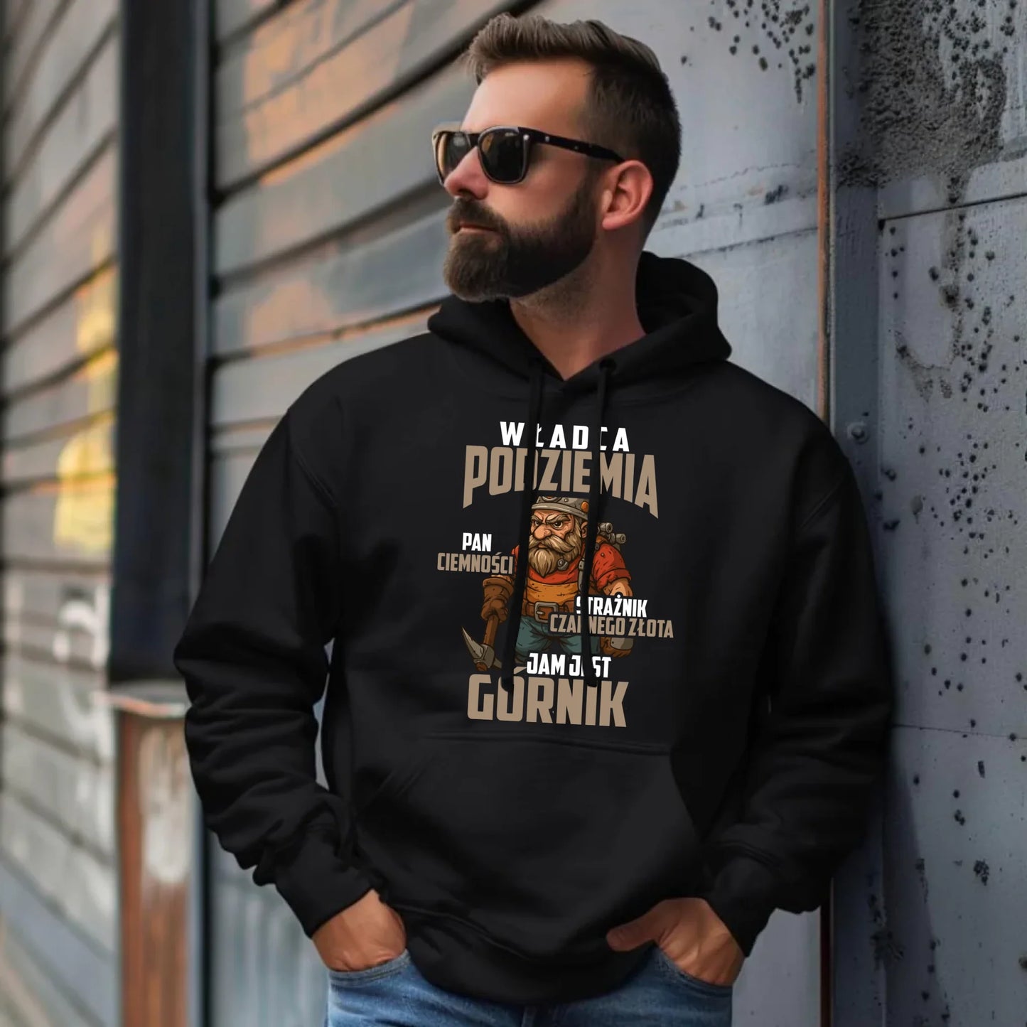 Bluza męska z kapturem - prezent dla górnika - Władca podziemia Górnik G20 - StoryCups.pl