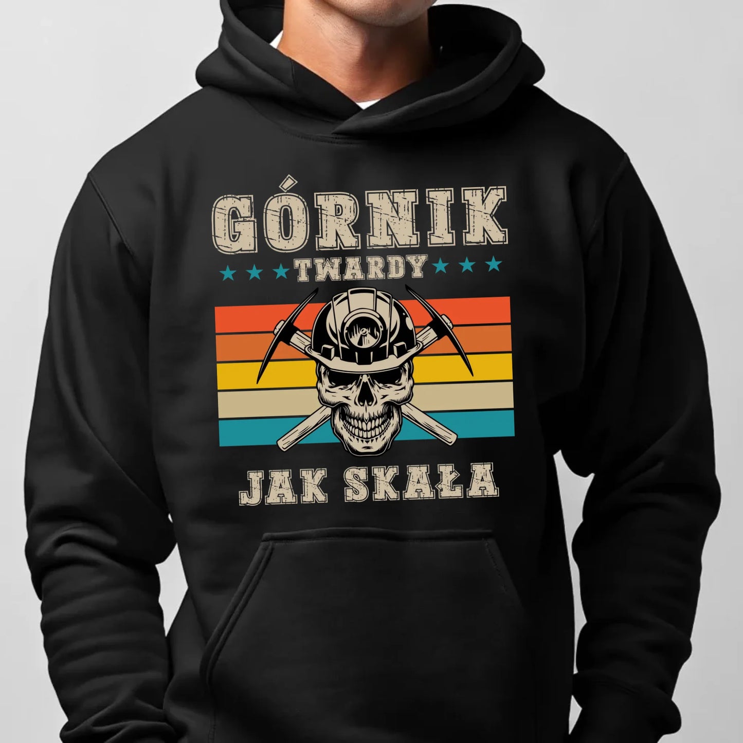 Bluza męska z kapturem - prezent dla górnika - Górnik twardy jak skała G21 - StoryCups.pl