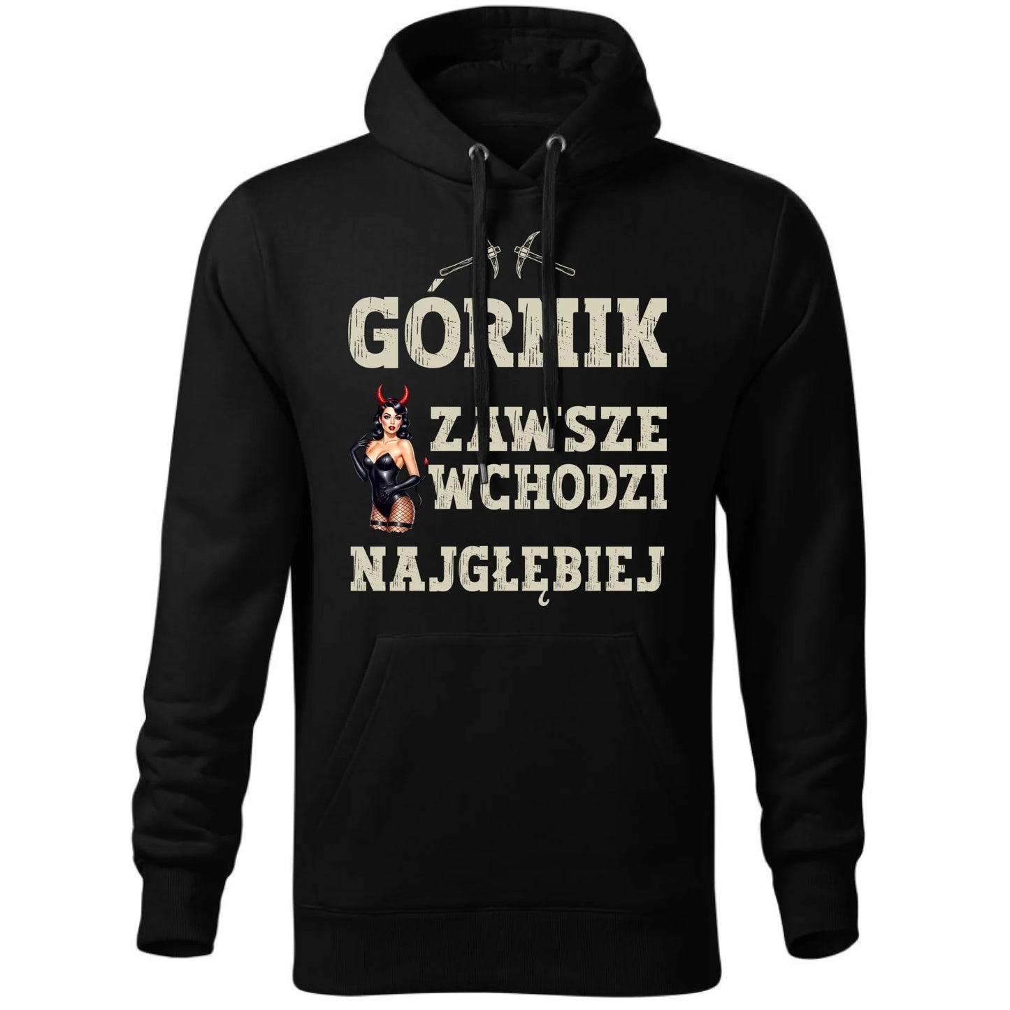 Bluza męska z kapturem - prezent dla górnika - Górnik zawsze wchodzi najgłębiej G22 - StoryCups.pl