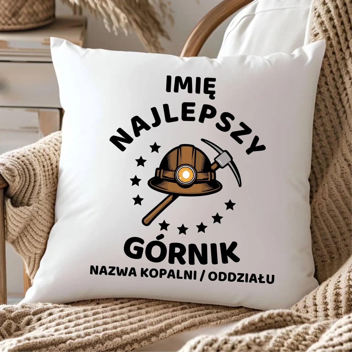 Poduszka - prezent dla górnika - Najlepszy górnik - personalizowana G23 - StoryCups.pl