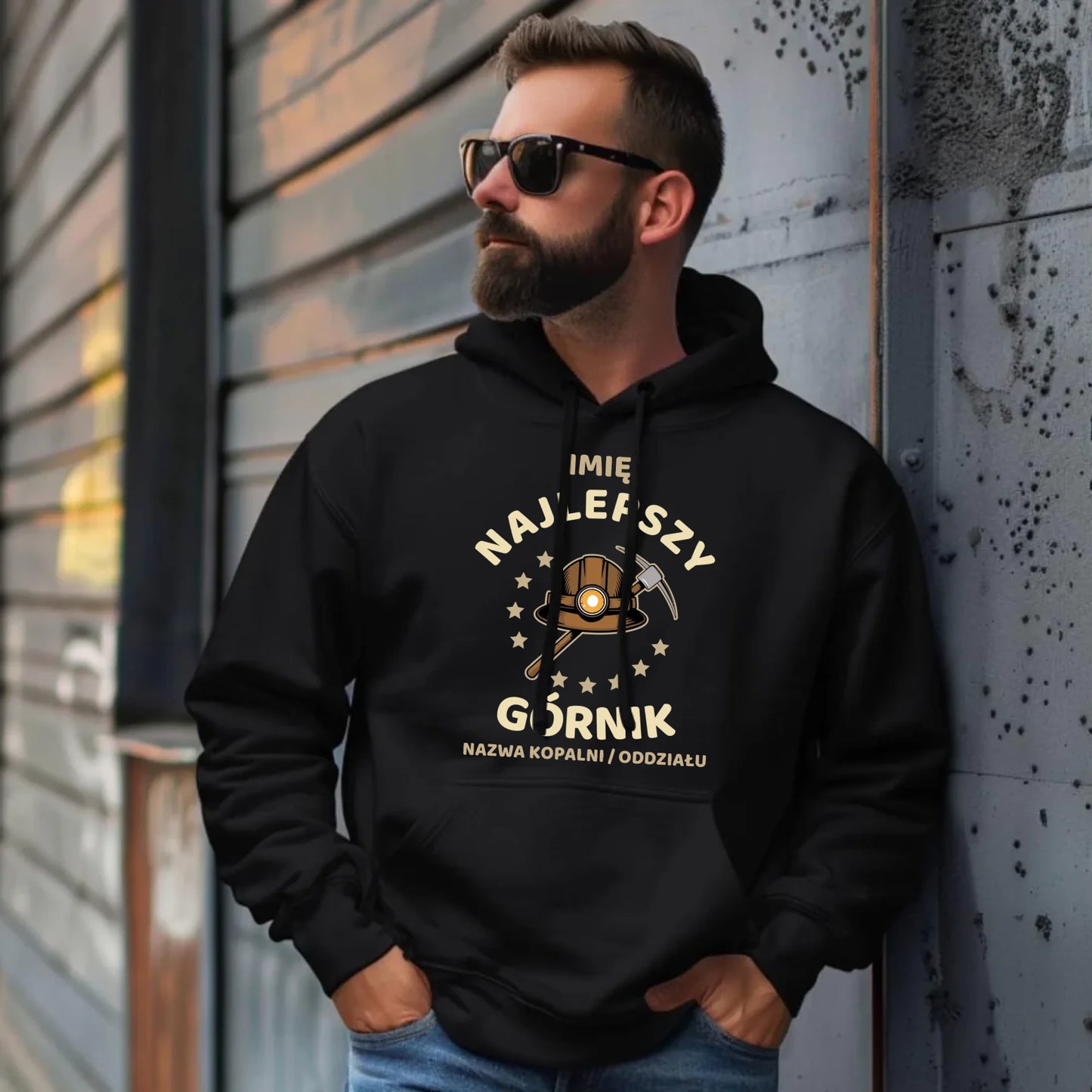 Bluza męska z kapturem - prezent dla górnika - Najlepszy górnik - personalizowana G23 - StoryCups.pl