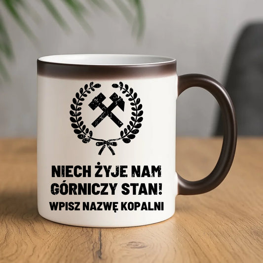 Kubek magiczny - prezent dla górnika - Niech żyje nam górniczy stan - personalizowany G24 - StoryCups.pl