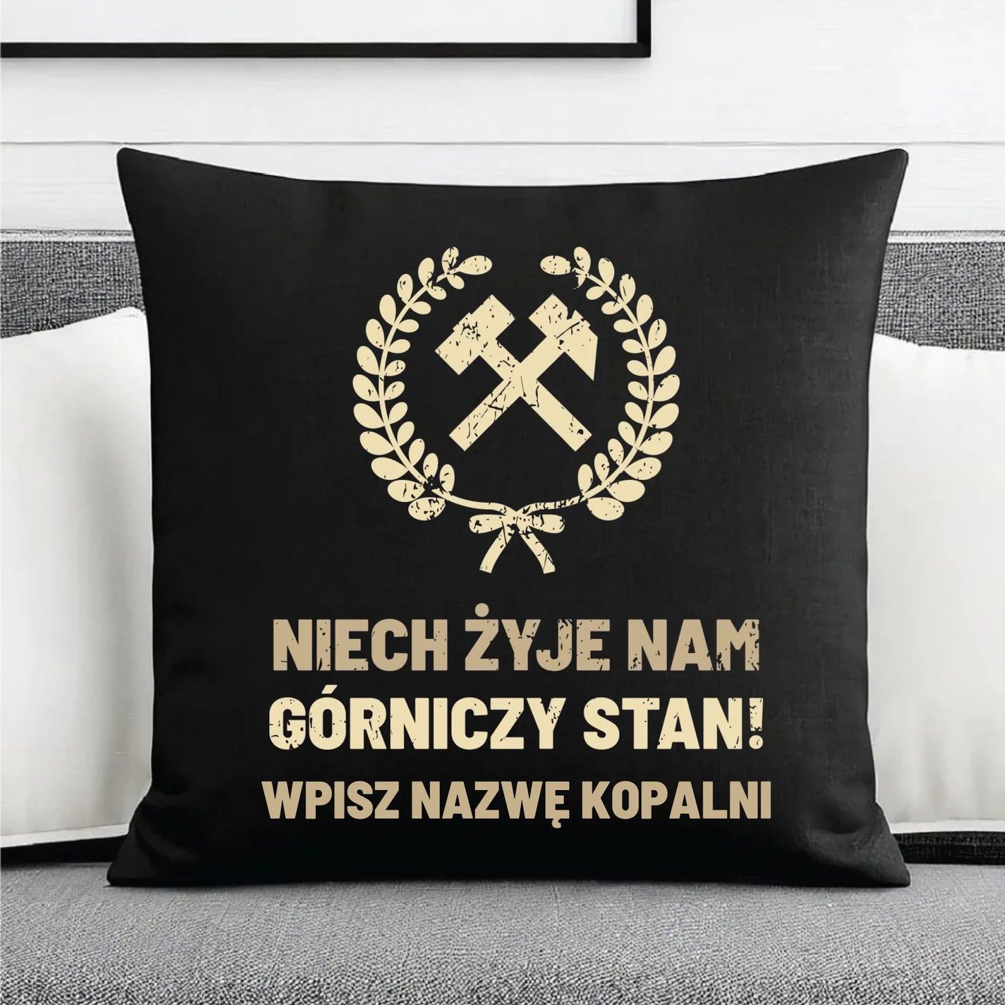Poduszka dekoracyjna - prezent dla górnika - Niech żyje nam górniczy stan - personalizowana G24 - StoryCups.pl
