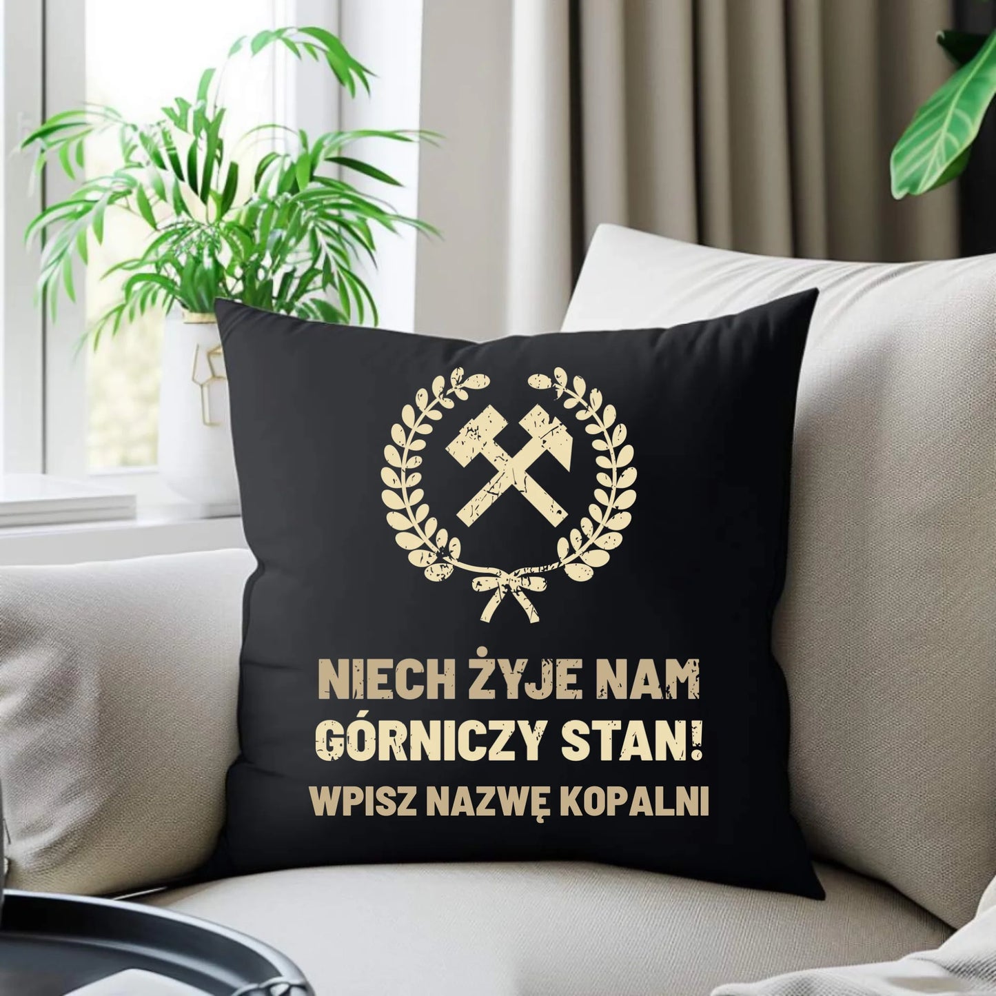 Poduszka dekoracyjna - prezent dla górnika - Niech żyje nam górniczy stan - personalizowana G24 - StoryCups.pl