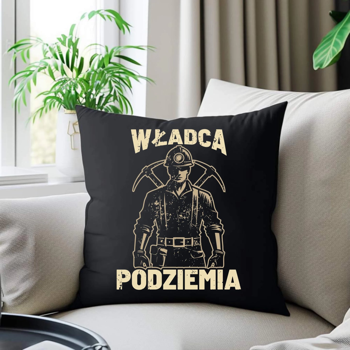 Poduszka dekoracyjna - prezent dla górnika - Władca podziemia G25 - StoryCups.pl