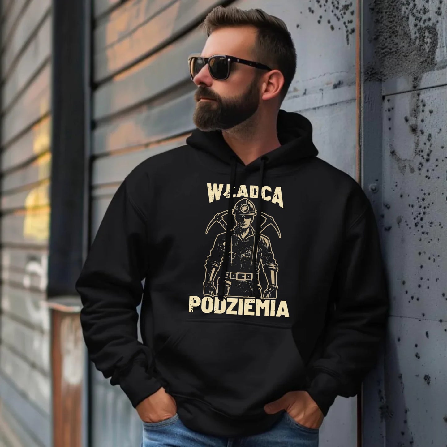 Bluza męska z kapturem - prezent dla górnika - Władca podziemia G25 - StoryCups.pl