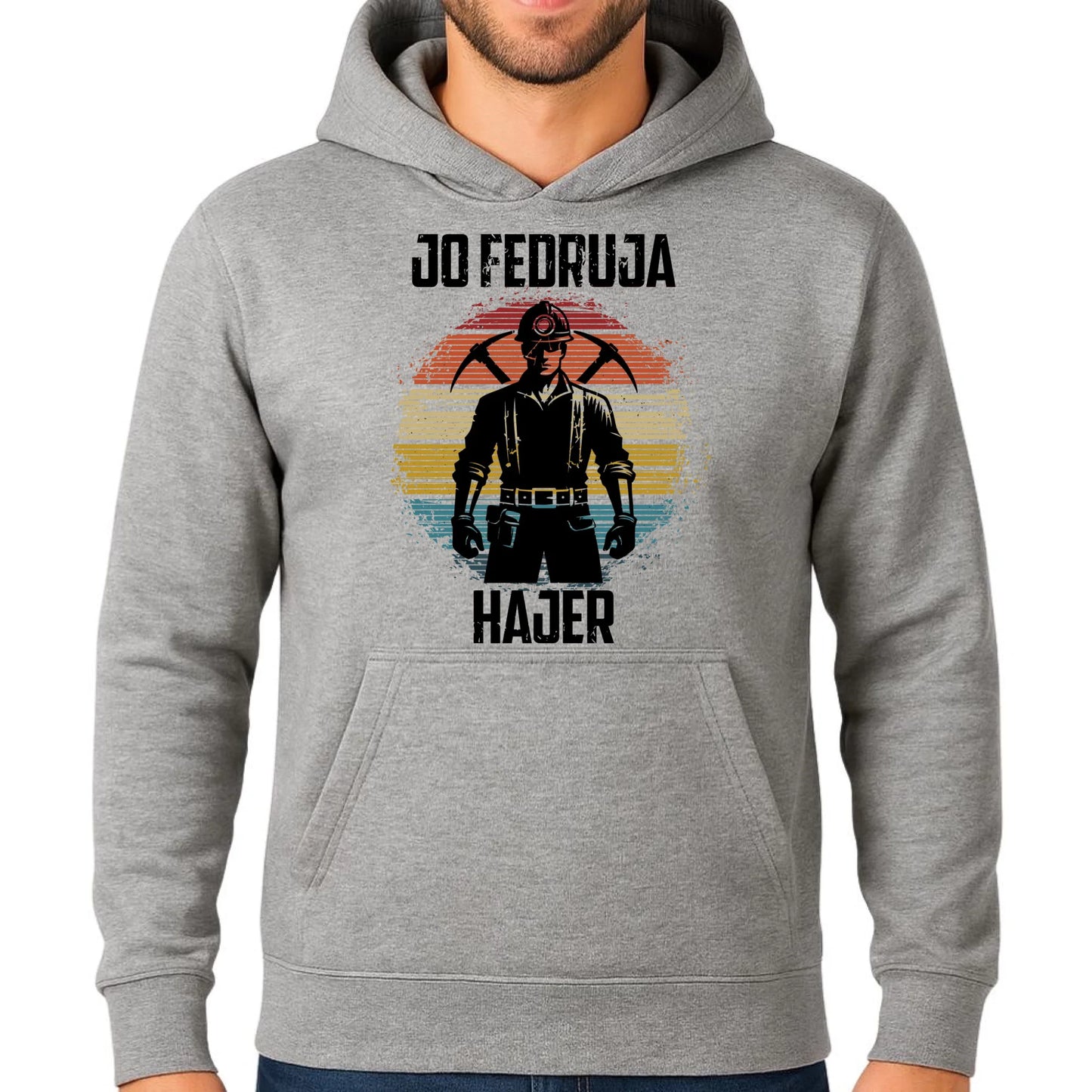Bluza męska z kapturem - prezent dla górnika - Jo fedruja Hajer G26 - StoryCups.pl
