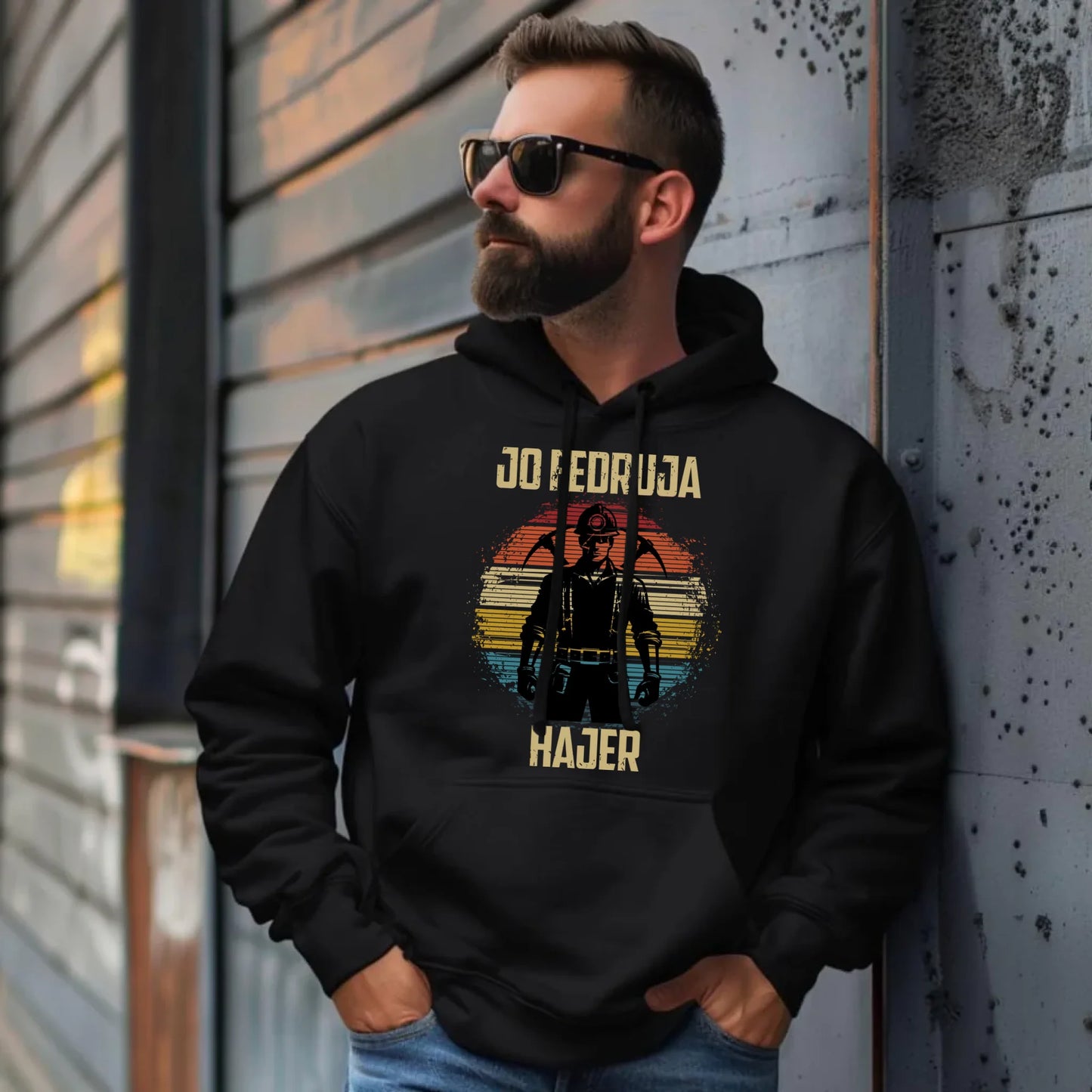 Bluza męska z kapturem - prezent dla górnika - Jo fedruja Hajer G26 - StoryCups.pl