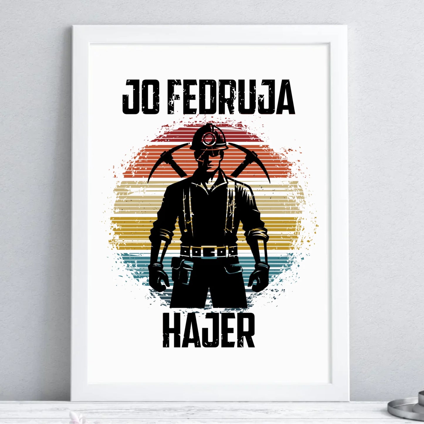 Plakat w ramie - prezent dla górnika - Jo fedruja Hajer G26 - StoryCups.pl