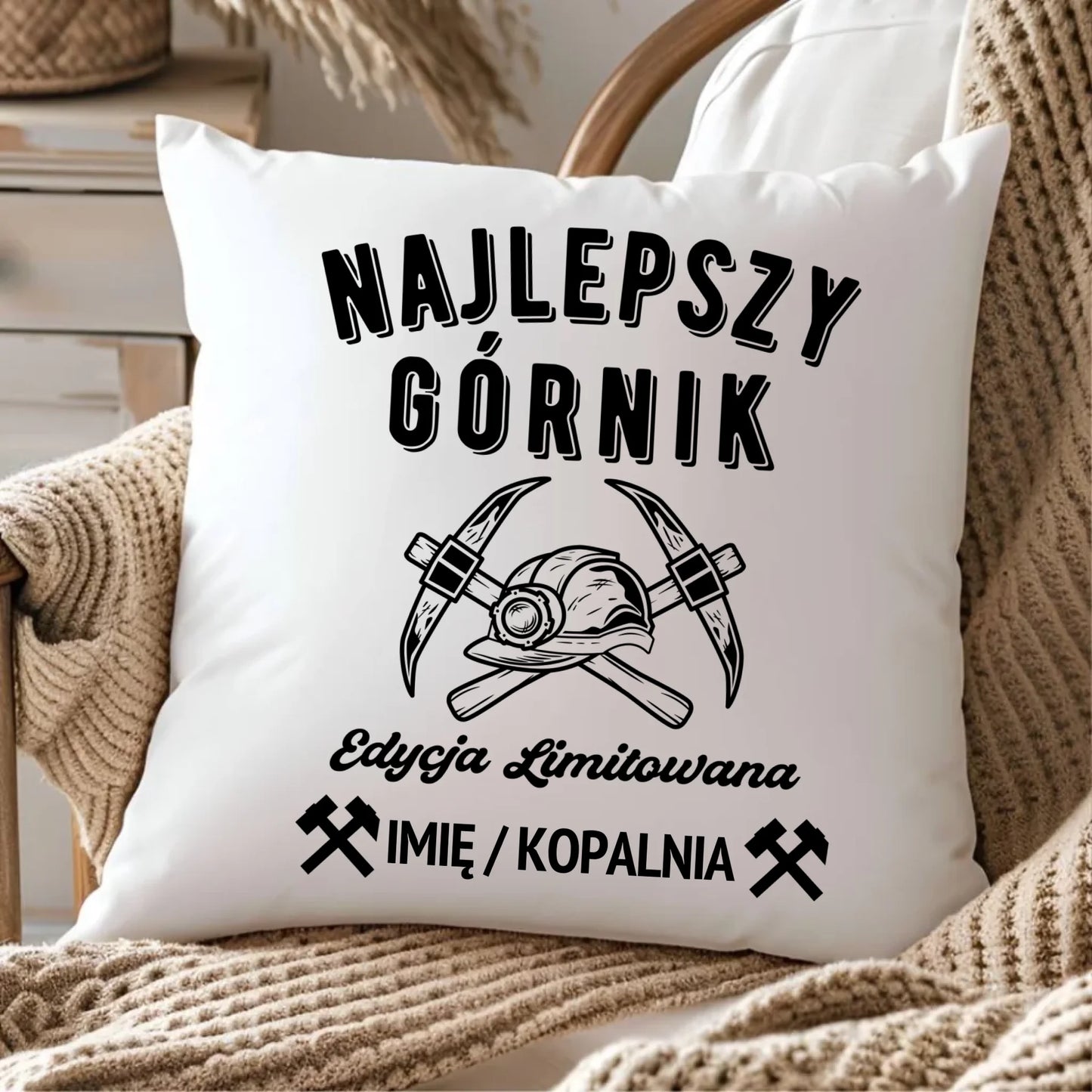 Poduszka - prezent dla górnika - Najlepszy górnik - personalizowana G27 - StoryCups.pl