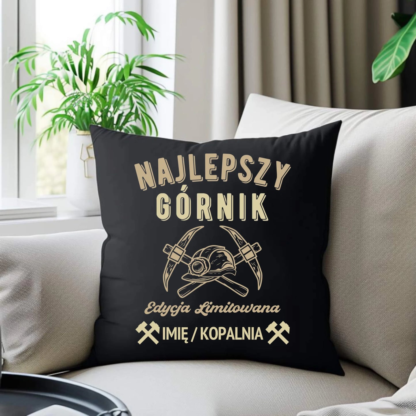 Poduszka dekoracyjna - prezent dla górnika - Najlepszy górnik - personalizowana G27 - StoryCups.pl