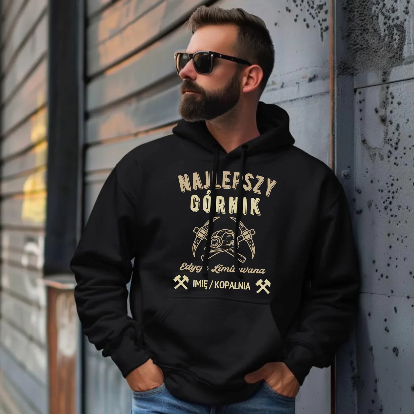 Bluza męska z kapturem - prezent dla górnika - Najlepszy górnik - personalizowana G27 - StoryCups.pl