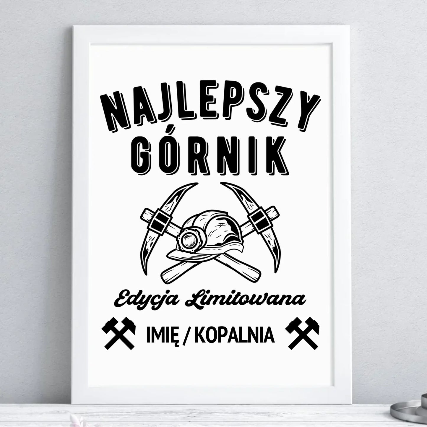 Plakat w ramie - prezent dla górnika - Najlepszy górnik - personalizowany G27 - StoryCups.pl