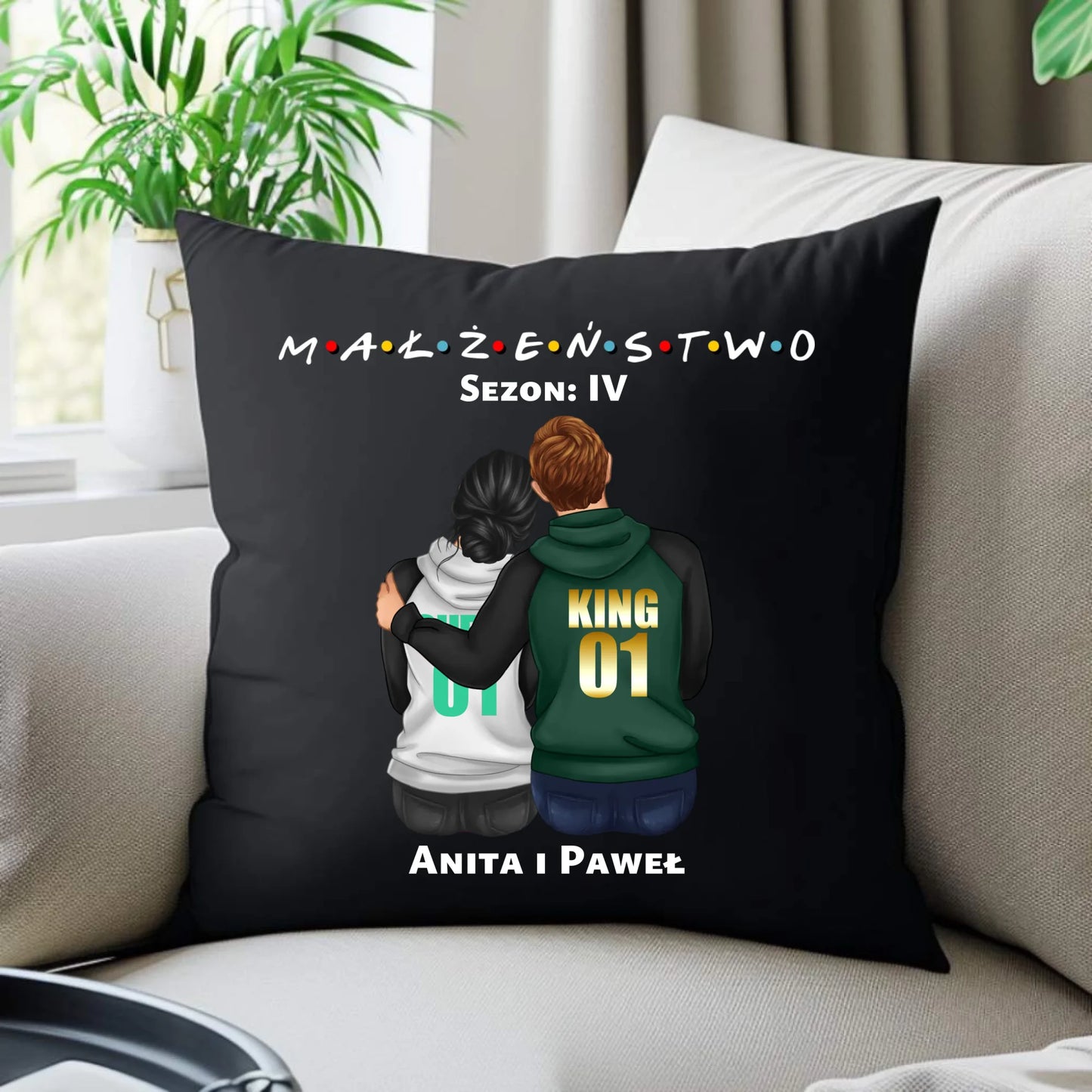 Poduszka dekoracyjna - personalizowany prezent dla żony i męża na rocznicę ślubu – Małżeństwo W05 - StoryCups.pl