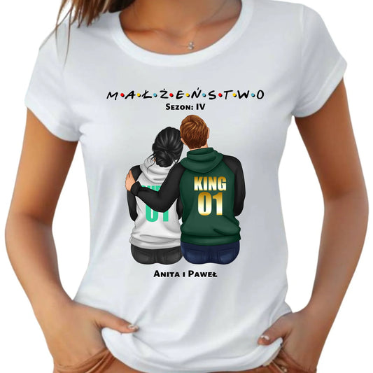 Koszulka damska dla par - personalizowany prezent dla żony na rocznicę ślubu – Małżeństwo W05 - StoryCups.pl