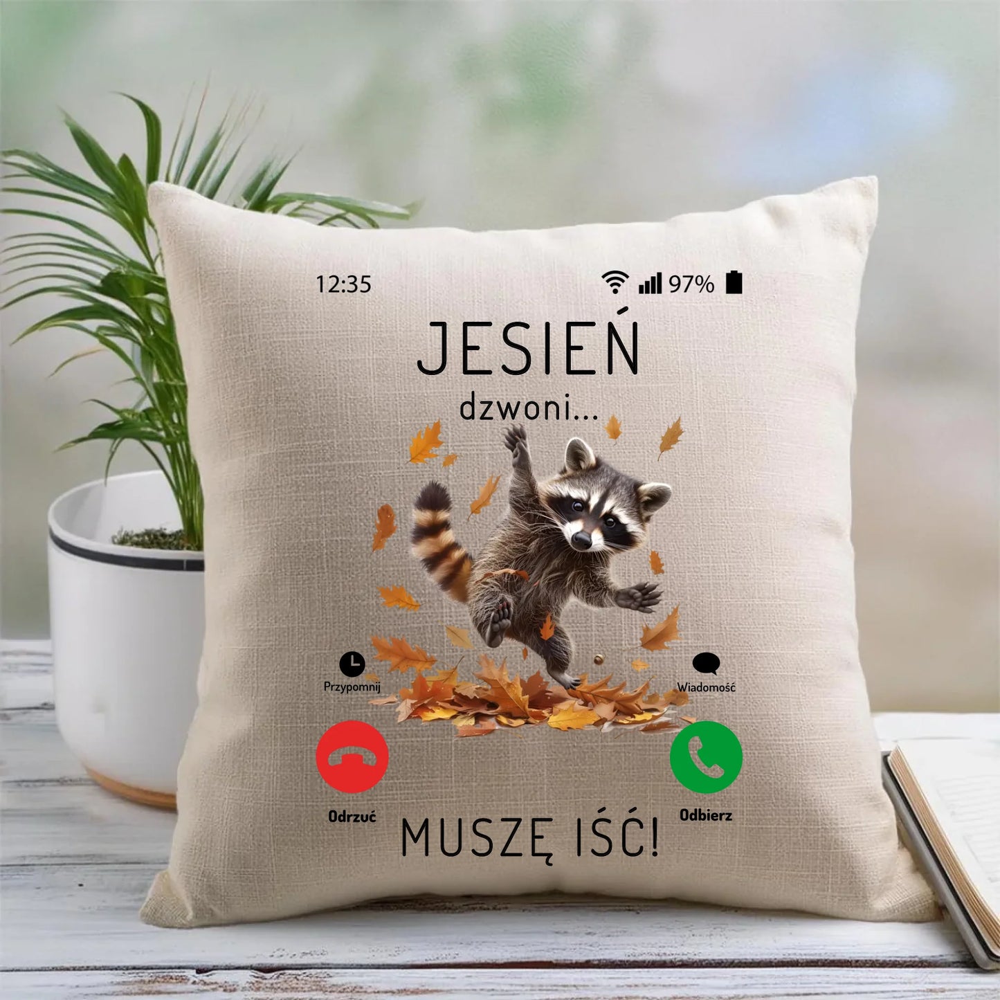 Poduszka jesienna - Jesień dzwoni muszę iść JS18