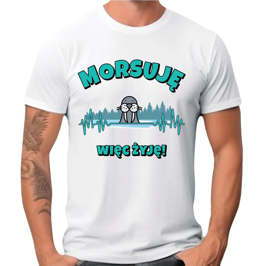 Koszulka męska - prezent dla morsa - Morsuję więc żyję - Mors HM02 - StoryCups.pl