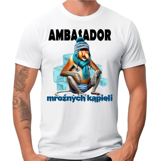 Koszulka męska - prezent dla morsa - Janusz Nosacz Mors - Ambasador mroźnych kąpieli HM03 - StoryCups.pl