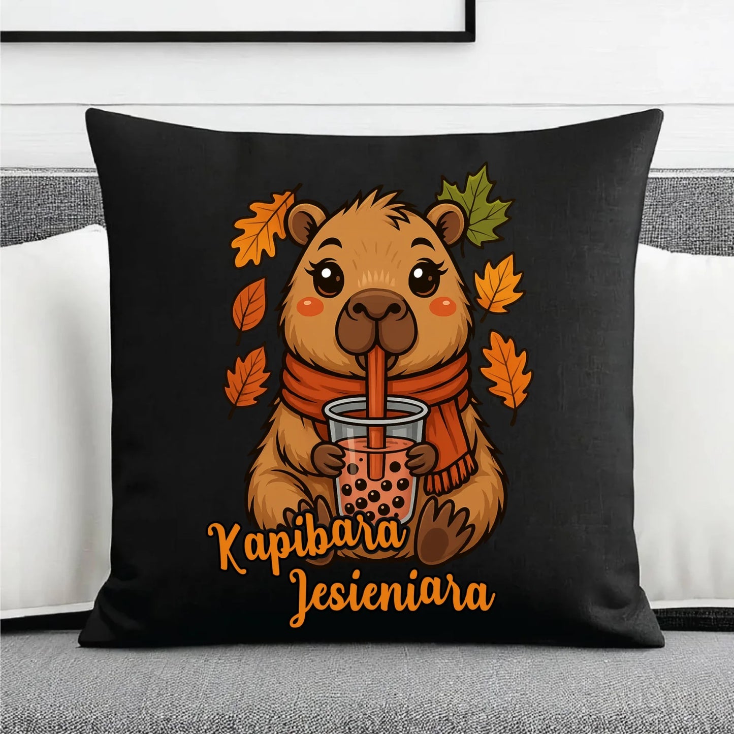 Poduszka dekoracyjna jesienna - Kapibara Jesieniara JS19