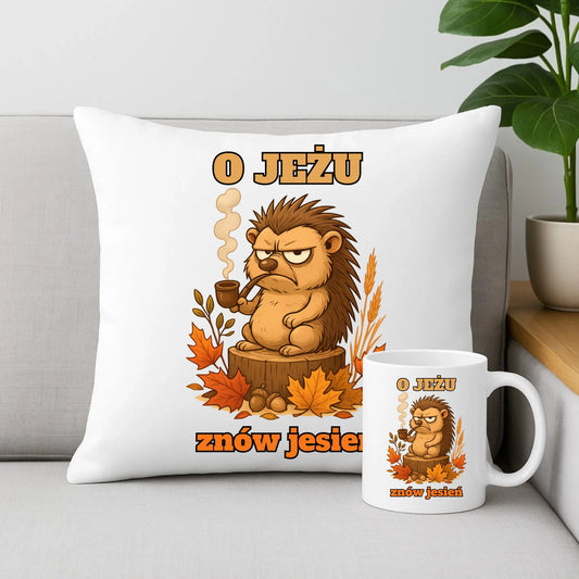 Zestaw poduszka i kubek jesienny - O jeżu znów jesień JS20 - StoryCups.pl
