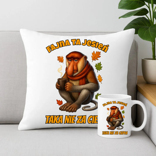 Zestaw poduszka i kubek jesienny - Janusz Nosacz - Fajna ta jesień, taka nie za ciepła JS21 - StoryCups.pl