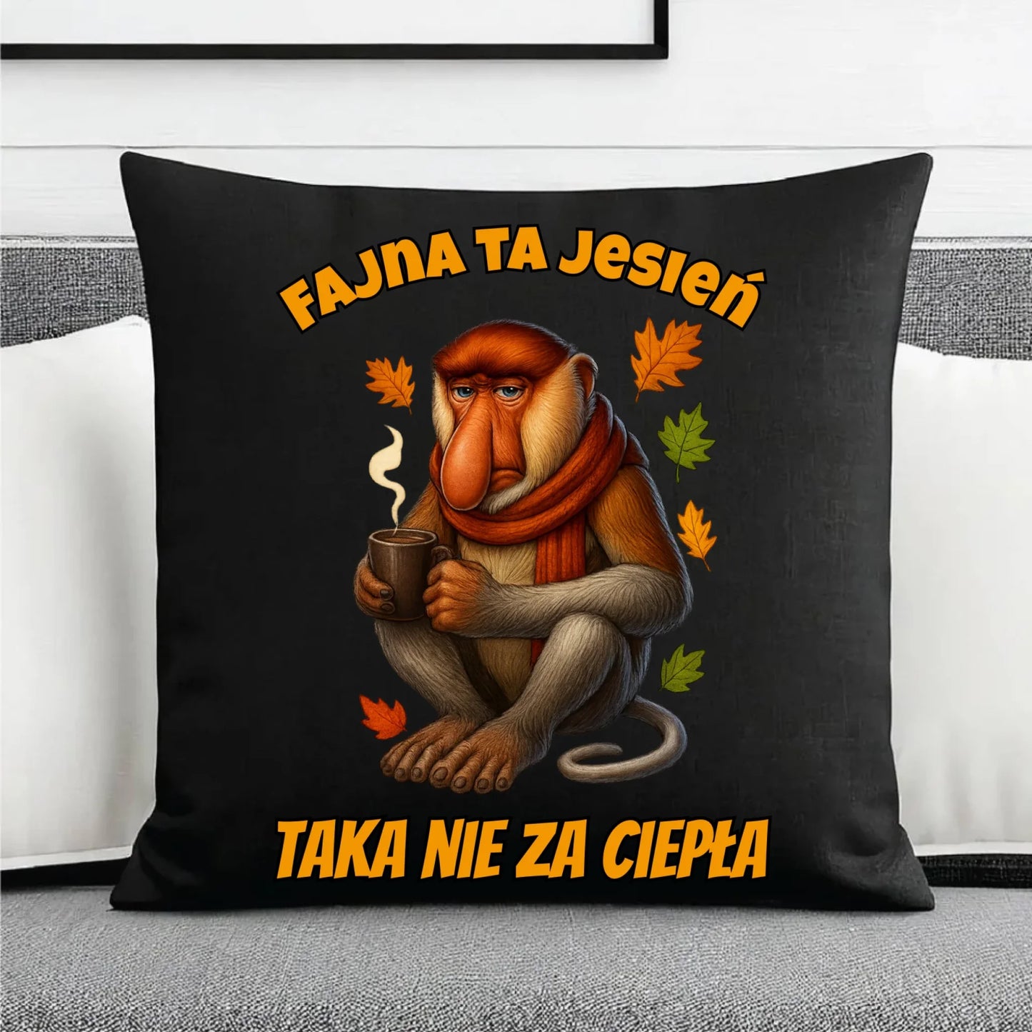 Poduszka dekoracyjna jesienna - Janusz Nosacz - Fajna ta jesień, taka nie za ciepła JS21