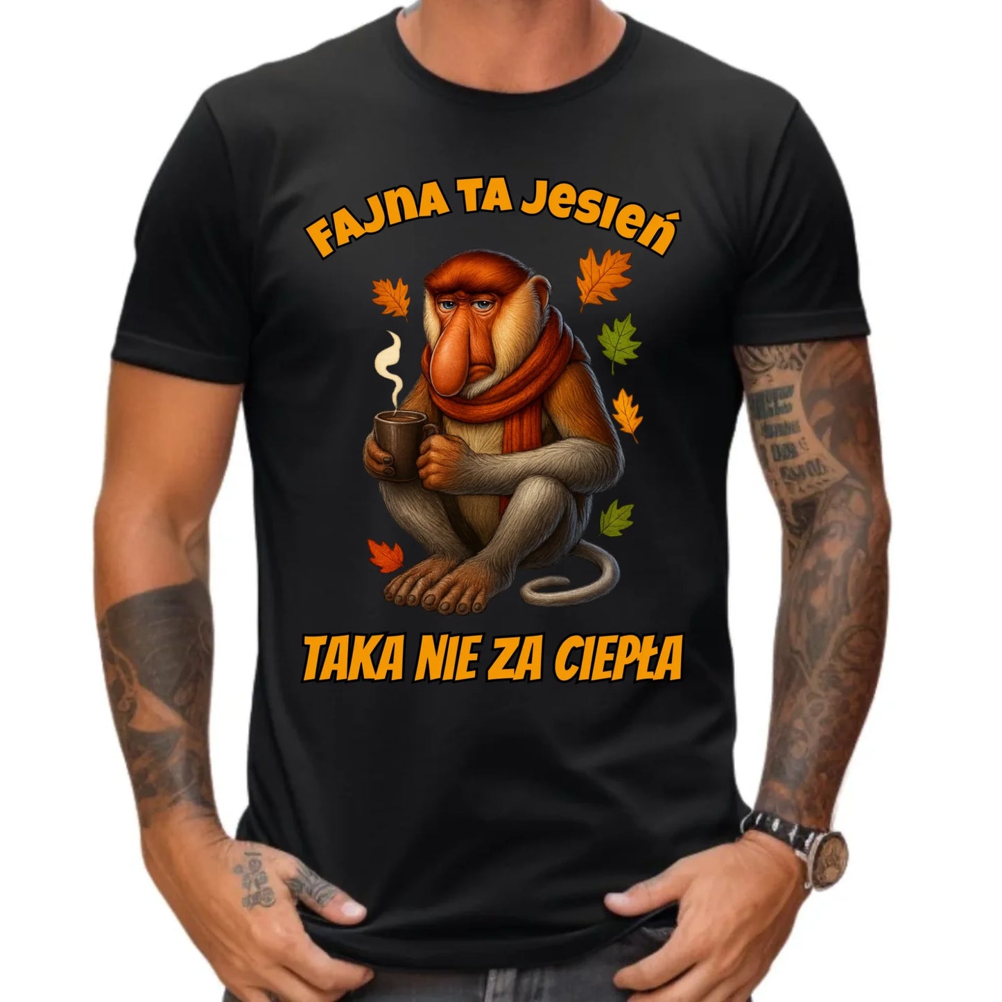 Koszulka męska jesienna - Janusz Nosacz - Fajna ta jesień, taka nie za ciepła JS21 - StoryCups.pl