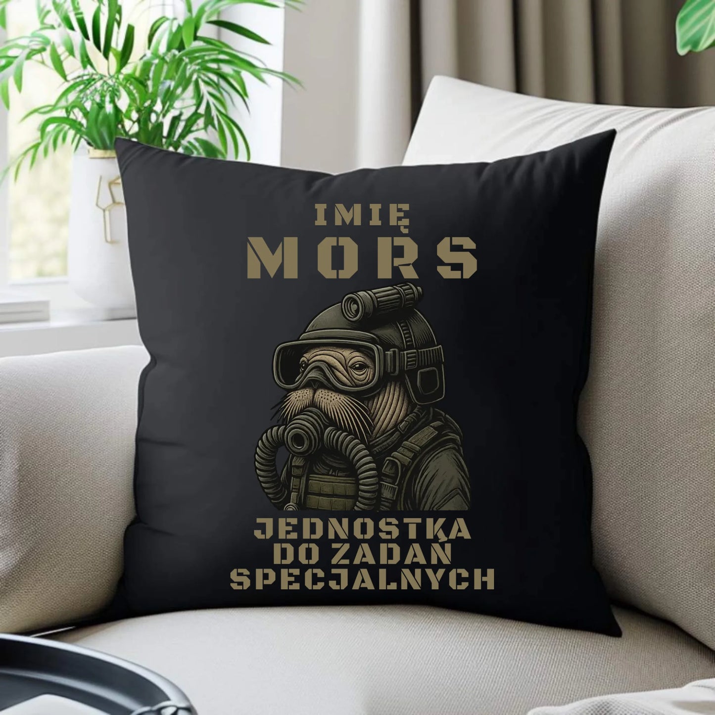 Poduszka dekoracyjna - prezent dla morsa - Mors do zadań specjalnych - personalizowana HM07 - StoryCups.pl