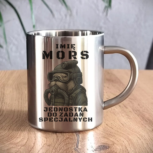 Kubek metalowy - prezent dla morsa - Mors do zadań specjalnych - personalizowany HM07 - StoryCups.pl