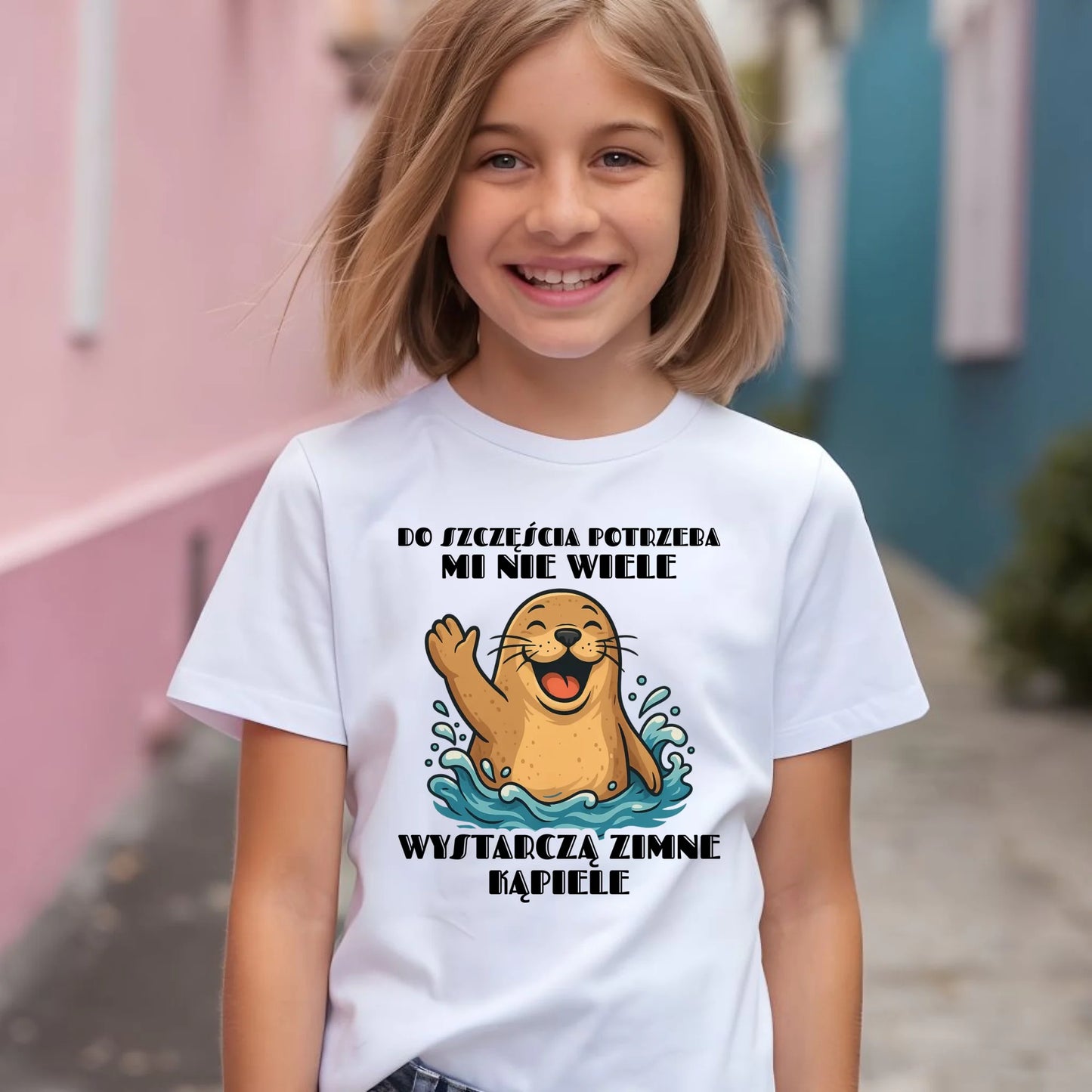 Koszulka dziecięca - prezent dla morsa - Do szczęścia potrzeba mi nie wiele HM06 - StoryCups.pl