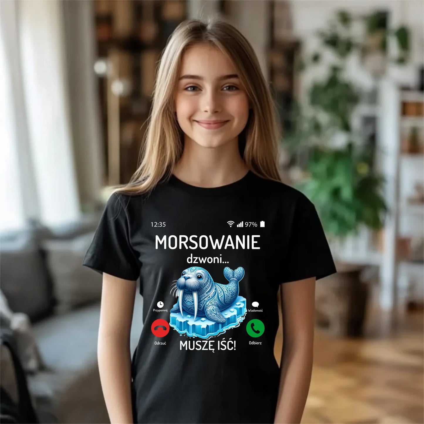 Koszulka dziecięca - prezent dla morsa - Morsowanie dzwoni muszę iść - Mors HM04 - StoryCups.pl