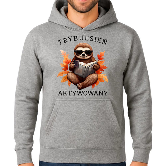 Bluza męska z kapturem jesienna - Leniwiec - Tryb jesień aktywowany JS23 - StoryCups.pl