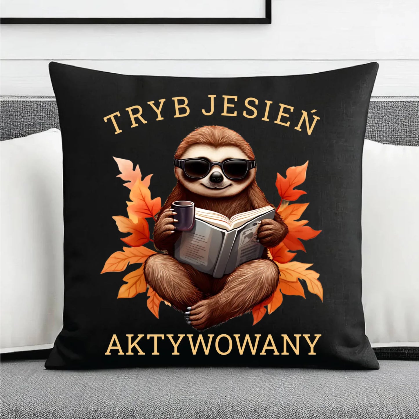 Poduszka dekoracyjna jesienna - Leniwiec - Tryb jesień aktywowany JS23