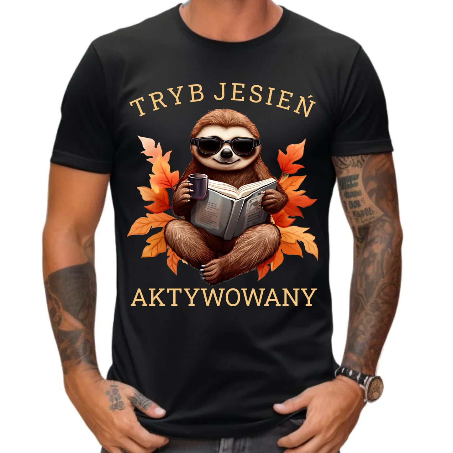 Koszulka męska jesienna - Leniwiec - Tryb jesień aktywowany JS23 - StoryCups.pl